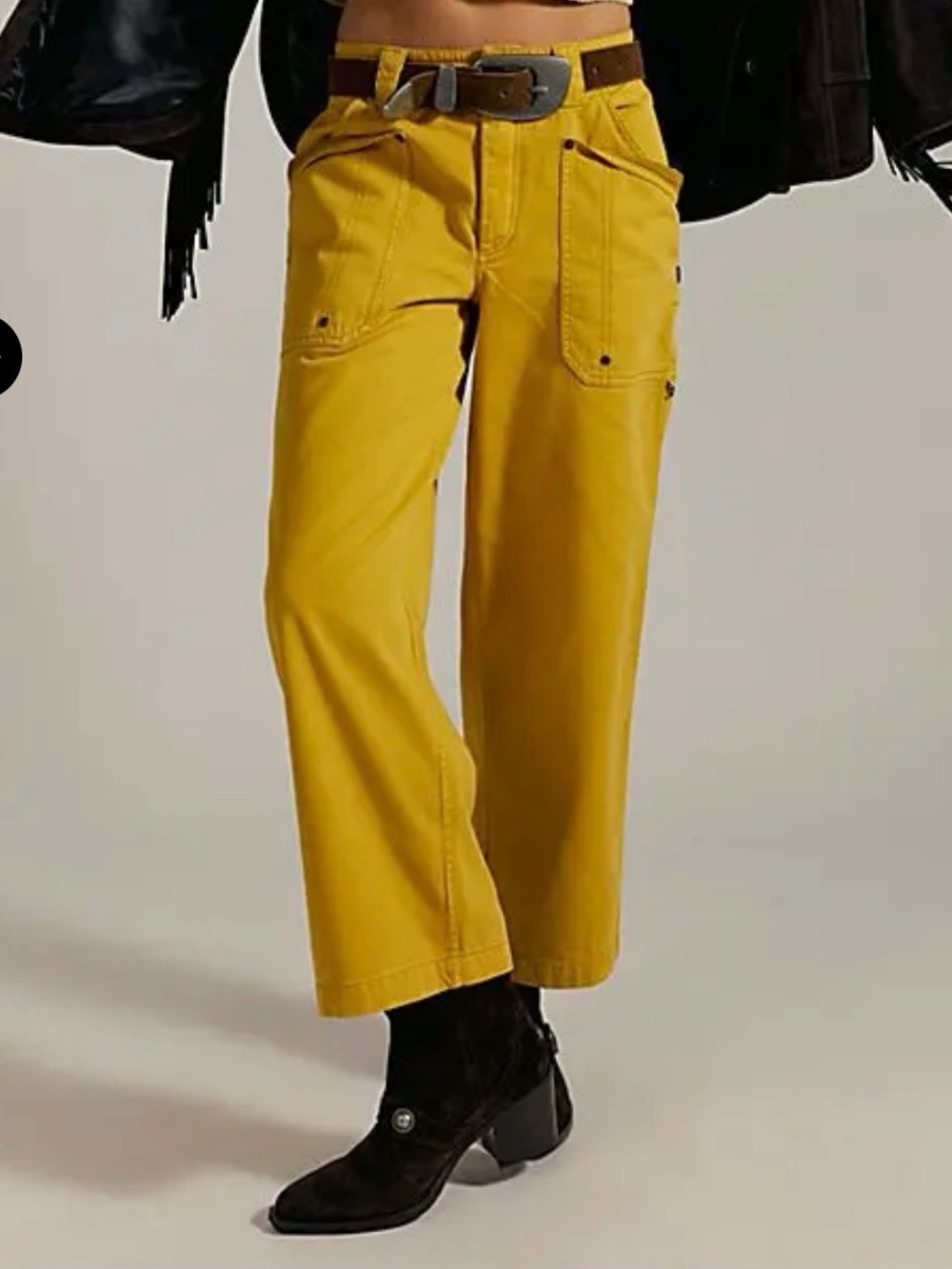 💛 Free People We The Free Just In Time Slouch Pants Mustard Yellow Size 6 NWT